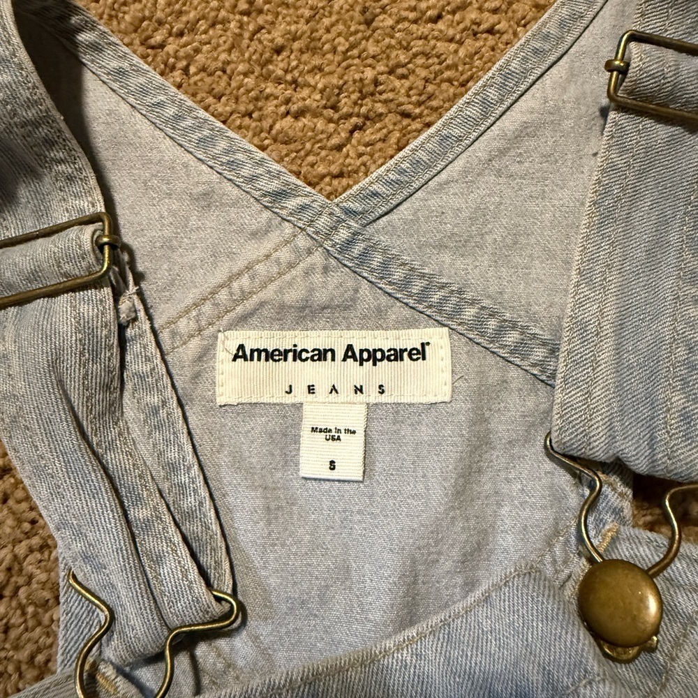 American Apparel Light Wash Short-Alls - Picture 3 of 4